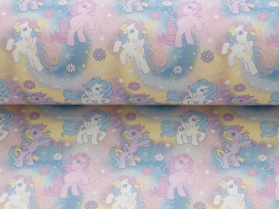Webware Baumwolle Popeline Digitaldruck My Little Pony - Pinkie Pie und Freunde - regenbogenfarben