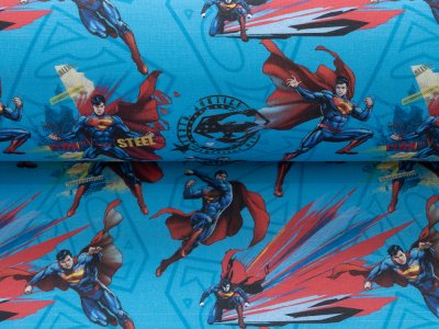 Webware Baumwolle Popeline Digitaldruck Superman - Superman in Aktion - blau