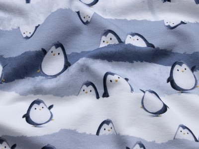 French Terry Swafing Pinguins by Thorsten Berger - lustige Pinguine - jeansblau