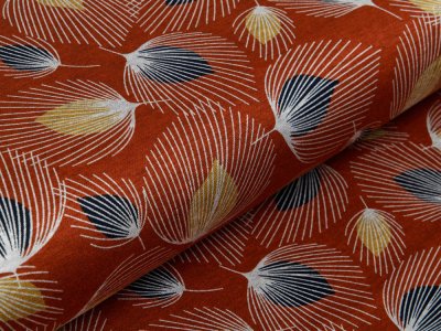 Interlock Jersey Viskose DISCHARGE - Pfauenaugen - steinrot