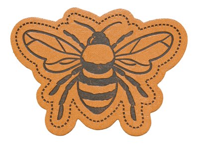 Jessy Sewing Kunstleder-Label mit aufgedruckter Nähnaht - "honeybee" - braun