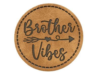Jessy Sewing Kunstleder-Label mit aufgedruckter Nähnaht - "Brother Vibes" - braun
