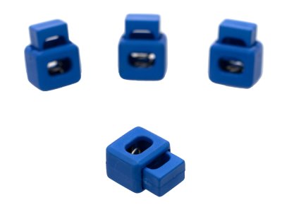4 Kordelstopper - 16 x 21 mm - für Kordeln mit max. 8 mm Durchmesser - royalblau