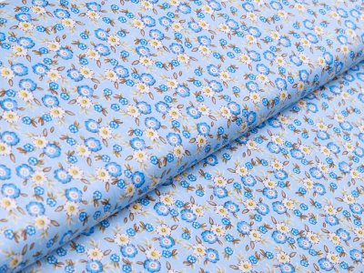 Twill Baumwolle - Blüten - blau