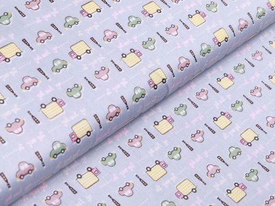 Twill Baumwolle - verschiedene Fahrzeuge - grau