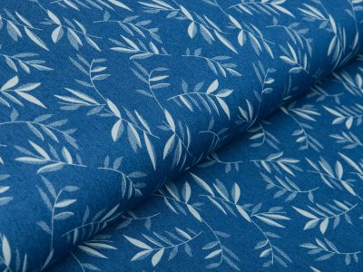 Leichter Jeansstoff - Zweige - denim/blau