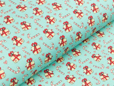 Jersey Eigenproduktion KDS KaZuMi ca. 100 cm x 150 cm - Christmas is coming - Kombi - hellblau