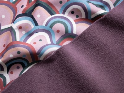 Jackenstoff Softshell Digitaldruck Rainbow - bunte Regenbögen - nuderosa