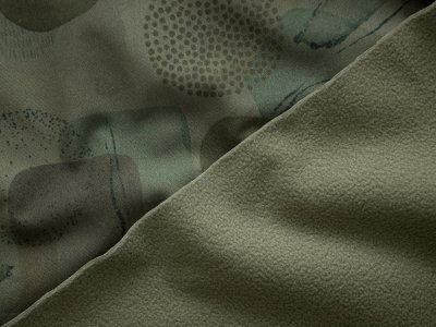 Jackenstoff Softshell Digitaldruck Circles - Bubbles - olive