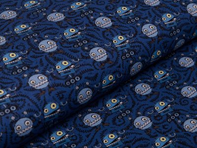 Webware Baumwolle Swafing Happy Metal by Steinbeck - coole Roboter - jeansblau