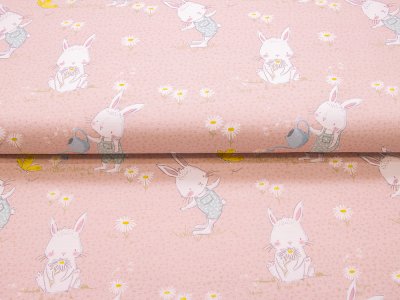 Jersey Swafing Moppi Rabbit by Christiane Zielinski - süßes Häschen Moppi im Garten - rosa