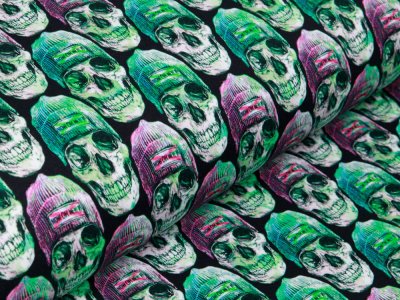 Sweat French Terry Digitaldruck Stenzo - Hippster Skulls - schwarz