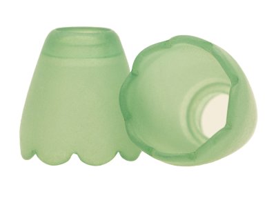 2 Kordelenden - ca. 18 x 19 mm - für Kordeln mit max. 7 mm Durchmesser - transparent grün