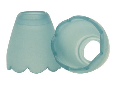 2 Kordelenden - ca. 18 x 19 mm - für Kordeln mit max. 7 mm Durchmesser - transparent blau
