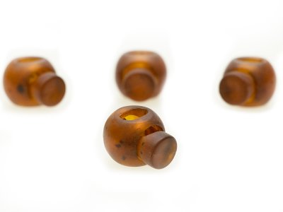 4 Kordelstopper rund - ca. 17 x 22 mm - für Kordeln mit max.7 mm Durchmesser - rotbraun