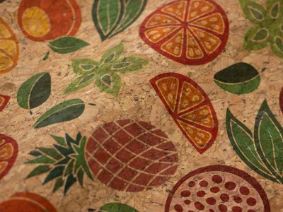 Kork Coupon 50 cm x 65 cm - tropische Früchte