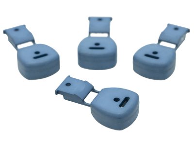 4 Kordelstopper - ca. 17 x 17 mm - für Kordeln mit max. 7 mm Durchmesser - blau