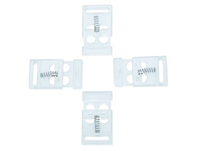 4 Kordelstopper - ca. 24 x 16 mm - für Kordeln mit max. 3 mm Durchmesser - transparent
