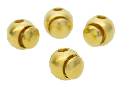 4 Kordelstopper rund - ca. 18 x 18 mm - für Kordeln mit max. 5 mm Durchmesser - goldfarben
