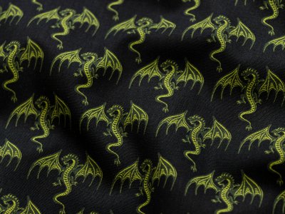 French Terry Swafing Mystic Dragons by Steinbeck - tanzende Drachen - schwarz