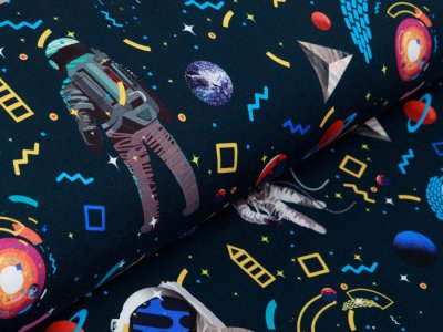 Sweat French Terry Digitaldruck Colorful Space Stenzo - Kunterbuntes Weltall - nachtblau