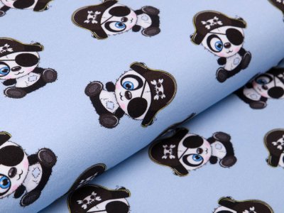 Sweat French Terry - süße Piraten-Pandabären - graublau
