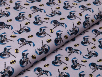 Webware Baumwolle Batman - fliegender Batman - grau