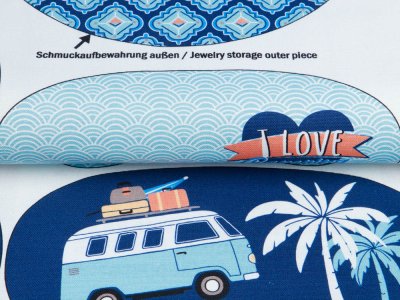 Canvas Swafing PANEL ca. 145 cm x 145 cm Happy Camping by Steinbeck - DIY Campingzubehör - blau