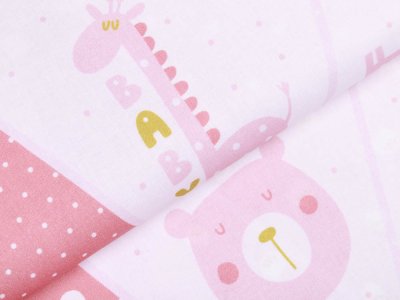 Webware Baumwolle Digitaldruck PANEL ca. 100 cm x 140 cm - Baby Girlande - rosa