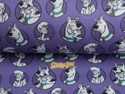 Webware Baumwolle Popeline Digitaldruck Scooby Doo - Scooby Doo ist erstaunt - lila
