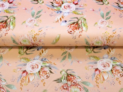 Jersey Viskose Digitaldruck - Blumen - apricot