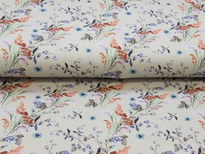 Jersey Digitaldruck - Wildblumen - beige