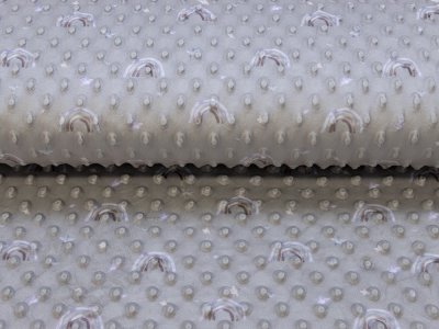 Wellnessfleece Minky mit Noppenprägung - Regenbogen - beige