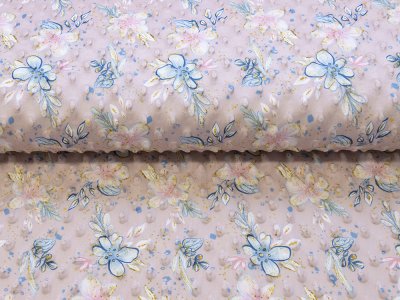 Wellnessfleece Minky mit Noppenprägung - Blumen - altrosa
