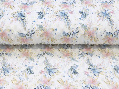Wellnessfleece Minky mit Noppenprägung - Blumen - weiß