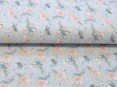Jersey Digitaldruck - kleine Blumen - hellblau