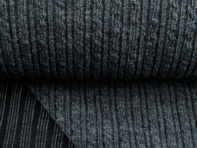 Wollstrickstoff - verschnörkelte Rippen - uni grau