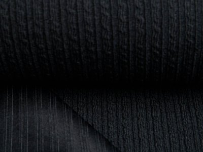 Wollstrickstoff - verschnörkelte Rippen - uni schwarz