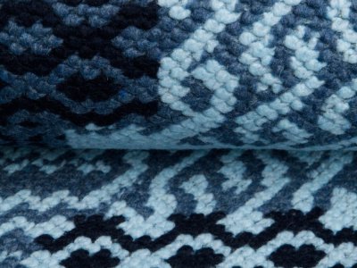Wollstrickstoff Nora - winterliches Design - blau