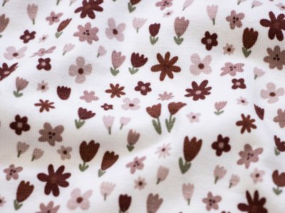 Jersey - Blumenfeld - wollweiß