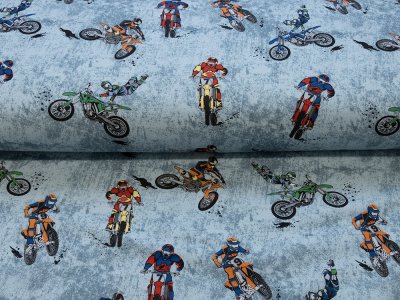 Sweat French Terry Digitaldruck - Motocross - blau