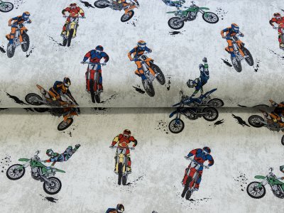 Sweat French Terry Digitaldruck - Motocross - wollweiß