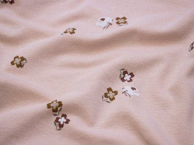 Jersey - Vögel und Blumen - rosa