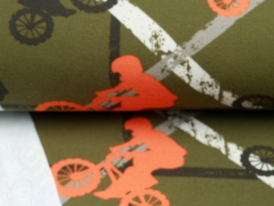 Sweat French Terry Digitaldruck - coole BMX-Stunts - khaki