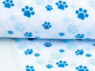 Sweat French Terry Digitaldruck - Hundepfoten - helles blau