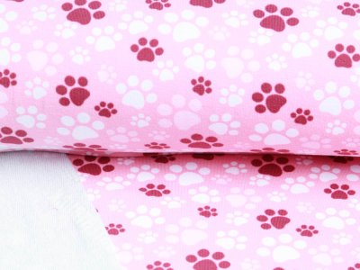 Sweat French Terry Digitaldruck - Hundepfoten - rosa