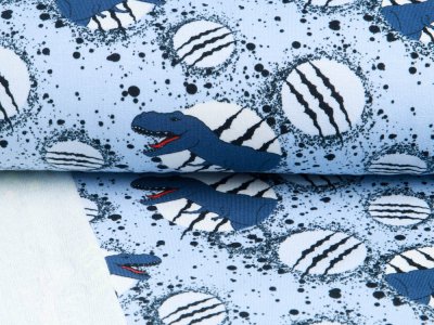 Sweat French Terry Digitaldruck - gruselige Dinos und Kratzspuren - indigoblau