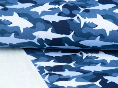 Sweat French Terry - Haie auf Camouflage - indigoblau