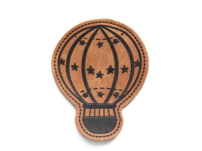 Jessy Sewing Kunstleder-Label mit aufgedruckter Nähnaht "Hotballon" - braun