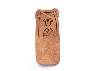 Jessy Sewing Kunstleder-Knick-Label "Bear" - braun